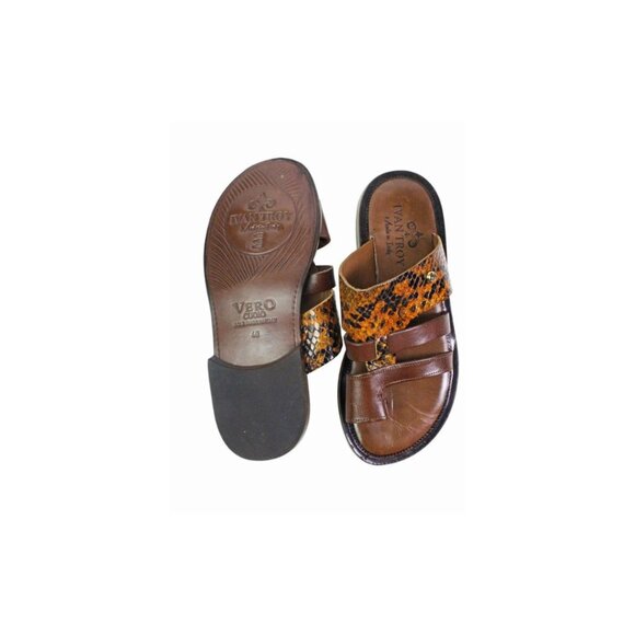 Carter Mens Italian Brown Leather Sandals shoes main image 4